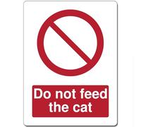 Red Circle Prohibited Act Metal Sign For Office Work Site School 15cm x 20cm - Do not feed the cat