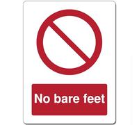 Red Circle Prohibited Act Metal Sign For Office Work Site School 15cm x 20cm - No bare feet