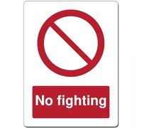 Red Circle Prohibited Act Metal Sign For Office Work Site School 15cm x 20cm - No fighting