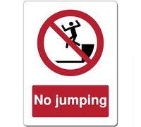 Red Circle Prohibited Act Metal Sign For Office Work Site School 15cm x 20cm - No jumping