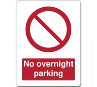 Red Circle Prohibited Act Metal Sign For Office Work Site School 15cm x 20cm - No overnight parking