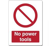 Red Circle Prohibited Act Metal Sign For Office Work Site School 15cm x 20cm - No power tools