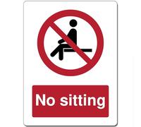 Red Circle Prohibited Act Metal Sign For Office Work Site School 15cm x 20cm - No sitting