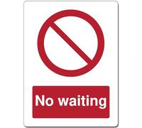 Red Circle Prohibited Act Metal Sign For Office Work Site School 15cm x 20cm - No waiting