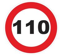 Red Circle Speed Limitation Sticker - Tractor Truck Speed Limitation Disc - 110 km/h - 20 cm Diameter