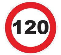 Red Circle Speed Limitation Sticker - Tractor Truck Speed Limitation Disc - 120 km/h - 15 cm Diameter