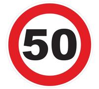 Red Circle Speed Limitation Sticker - Tractor Truck Speed Limitation Disc 50 km/h - 10 cm Diameter