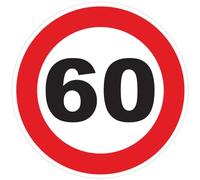 Red Circle Speed Limitation Sticker - Tractor Truck Speed Limitation Disc - 60 km/h - 20 cm Diameter