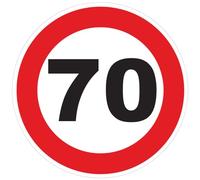 Red Circle Speed Limitation Sticker - Tractor Truck Speed Limitation Disc - 70 km/h - 10 cm Diameter