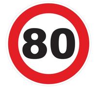 Red Circle Speed Limitation Sticker - Tractor Truck Speed Limitation Disc - 80 km/h - 10 cm Diameter