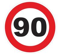 Red Circle Speed Limitation Sticker - Tractor Truck Speed Limitation Disc - 90 km/h - 10 cm Diameter