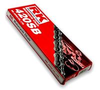 Red Circles 102 Link 420 Pitch RK Pit Bike Chain - Black Finish, 420 Chain, 102 Link Pins, Split/King Link Included, 6.35mm Width Between Inner Plates, 7.77mm Roller Diameter