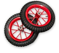 Red Circles 12.5 x 2.75 Mini Dirt Bike Wheels Set - Red Finish - Compatible with 47cc & 49cc Mini Dirt Bikes - 8.5" Rim, 12.5" Outer Diameter - Rear with Threaded Holes for Disc & Sprocket