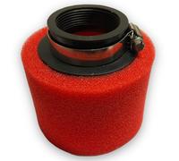 Red Circles 42mm Red Foam Pit Bike Air Filter - Dual Layer Design with Thinner Outer and Thicker Inner Foam, Straight Connection, Fits Carburetors Between 35mm and 50mm
