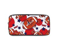 Red Circles and Navy Stars Pencil Case Big with Zip Up Boys Pencil Cases Pen Organiser School Pens and Pencils Secondary High School College Sixth Form Stationery Gifts for Women Men