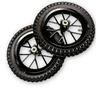 Red Circles Black 12.5 x 2.75 Mini Dirt Bike Wheels Set - Black Finish - 8.5" Rim, 12.5" Outer Diameter - Compatible with 47cc & 49cc Mini Dirt Bikes - Rear with Threaded Holes for Disc & Sprocket