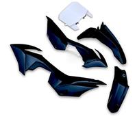 Red Circles Black BSE Style CRF110 Plastics Set (Single Rear Bolt Type) - Fits Single Bolt Rear Fender, Compatible with CRF110, Black Finish, Honda Style Compatible