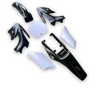 Red Circles Black Mini Apollo Dirt Bike Plastics Kit 7 Piece Set for 2-Stroke Pullstart Bikes, Does Not Include Seat Pad, Compatible with Mini Moto Apollo Style, Not for 110cc/125cc 4-Stroke Pit Bikes