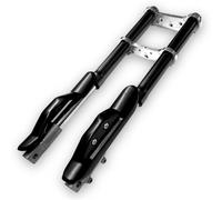 Red Circles Black Upside Down Mini Dirt Bike Forks - Complete Setup, 540mm Length, 35mm Leg Diameter, 25mm Stanchions, 12mm Axle, Includes Top & Bottom Yokes, Fits 47cc & 49cc Bikes (Not DR)