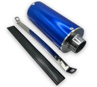 Red Circles Blue 28mm Pit Bike Exhaust Pipe Muffler - Fits 28mm Front Pipe, Large 38mm Outlet Size, Includes Strap and Rubber for Secure Attachment