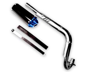 Red Circles Blue CNC CRF50 Pit Bike Exhaust | Standard CRF50 Fitting | Includes Rear Mounting Bracket & Rubber | Compatible with 4-Stroke Bikes Using CRF50 Style Plastics | Performance Upgrade