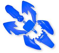 Red Circles Blue CRF50 Pit Bike Plastics Set - 7-Piece Body Panel Kit for CRF50 Style Pit Bikes - Durable Replacement Plastics (Bolts Not Included) - Perfect for Customization and Repair