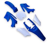 Red Circles Blue Mini Apollo Dirt Bike Plastics Kit - 7 Piece Set - Fits Mini Moto Apollo 2-Stroke Pullstart Bikes - Does Not Include Seat Pad - NOT Compatible with 110cc, 125cc 4-Stroke Pit Bikes