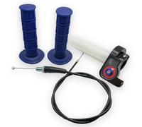 Red Circles Blue Pit Bike Quick Action Throttle Set - 90cm Cable Included - Compatible with Most Chinese Import Pit & Dirt Bikes 50cc to 190cc - Enhanced Throttle Response for Better Control