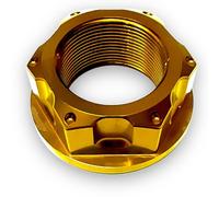 Red Circles Gold CNC 22.5mm Pit Bike Top Steering Stem Nut - 22.5mm Thread, Compatible with Most Headstock Bolts/Stems