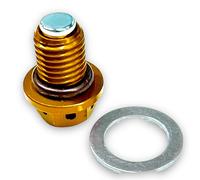 Red Circles Gold Magnetic Pit Bike Sump Plug - Magnetized to Remove Metal Debris from Engine Oil - Includes Seal and Washer - Fits Most Chinese Import Pit/Dirt Bikes for Enhanced Engine Protection
