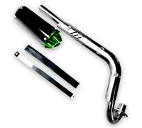 Red Circles Green CNC CRF50 Pit Bike Exhaust - Standard CRF50 Fit - Includes Rear Mounting Bracket & Rubber - Compatible with 4-Stroke Bikes with CRF50 Style Plastics - High-Performance Exhaust