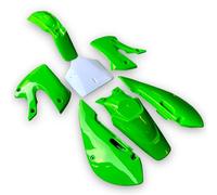 Red Circles Green KLX110 Style Pit Bike Plastics Set - 7 Piece Set for KLX 110cc Pit Bikes ONLY - Not Compatible with CRF70, TTR, Skyteam and Other Models