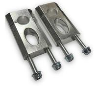 Red Circles Pit Bike Handle Bar Risers (22mm) - Raises Handlebars by 64mm, Alloy Finish, Perfect for 22mm Handlebars with 35mm Bolt Spacing for Enhanced Riding Comfort and Control