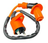 Red Circles Pit Bike Ignition Coil & HT Lead with Insulated Cap - 12V Coil with 2 Spade Connections - Reliable Performance for Enhanced Spark and Efficient Engine Start in Pit Bikes and Dirt Bikes