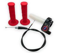 Red Circles Pit Bike Quick Action Throttle Set - 90cm Cable Included - Fits 50cc to 190cc Chinese Import Pit & Dirt Bikes - High Performance Throttle for Fast Response Control