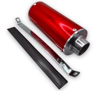 Red Circles Red 28mm Pit Bike Exhaust Pipe Muffler - Fits 28mm Exhaust Front Pipe, Large 38mm Outlet, Includes Strap & Rubber - High Performance Exhaust Upgrade for Pit Bikes