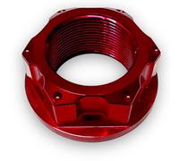 Red Circles Red CNC 22.5mm Pit Bike Top Steering Stem Nut - 22.5mm Thread, Fits Most Headstock Bolts/Stems