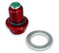 Red Circles Red Magnetic Pit Bike Sump Plug - Magnetized to Remove Metal Debris from Engine Oil - Includes Seal and Washer - Fits Most Chinese Import Pit/Dirt Bikes for Enhanced Engine Protection