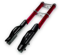 Red Circles Red Upside Down Mini Dirt Bike Forks | Complete Setup with 540mm Length, 35mm Leg Diameter, 15mm Axle | Includes Top Yoke, Bottom Yoke & Covers | Fits 47cc & 49cc Air-Cooled Bikes