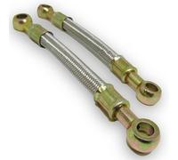 Red Circles Short 10mm Pit Bike Oil Cooler Hoses - Pair of 16cm Long Hoses with 10mm Banjo Holes - Durable and Flexible, Perfect for Efficient Oil Cooling on Pit Bikes