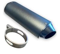 Red Circles Silver 38mm Pit Bike Exhaust Muffler - 38mm Exhaust Diameter, Fits Front Pipe - Includes Clamp - Durable, High-Performance Exhaust Upgrade for Pit Bikes