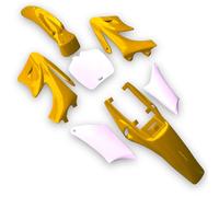 Red Circles Yellow Mini Apollo Dirt Bike Plastics Kit - 7 Piece Set for Mini Moto 2-Stroke Pull Start Bikes - Does NOT Include Seat Pad - Not Compatible with 110cc, 125cc 4-Stroke Pit Bikes
