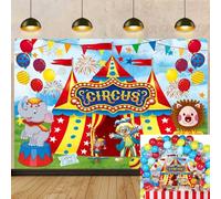 Red Circus Backdrop Carnival Theme Party Decorations Circus Birthday background for Photography Children Carnival Tent One Birthday Party Photo Banner Props Decor (8x6ft)