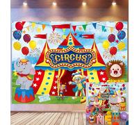 Red Circus Backdrop Carnival Theme Party Decorations Circus Birthday background for Photography Children Carnival Tent One Birthday Party Photo Banner Props Decor (7x5ft)