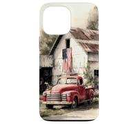 Red Classic Truck American Flag Barn Country Patriotic Case for iPhone 13 Pro Max