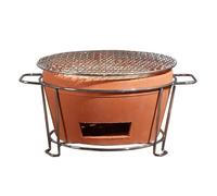 Red Clay Charcoal Stove, Tabletop Pottery Clay Charcoal Stove, Home Heating Stove, with Grill, Multi-purpose, for Home, Camping, Cooking Accessories(35cm/14in)
