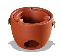 Red Clay Charcoal Tea Cooking Stove, Small Clay Grilling Stove, Portable Clay Charcoal Stove, 6.3x4.7in, Elegant Appearance, Ceramic Decorations, for Home