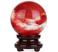 Red Clear Smelt Quartz Crystal Ball Gemstone Sphere with Stand for Home Decor, Divination, Magic, Witchcraft, Fortune Telling Precious Gifts,160mm