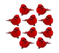 Red Clip-on Birds Set 10pcs for Christmas Tree Decor Metal Clips Feather | Made with foam feathers and iron clips Three sizes included 4-10.5cm for various arrangements and branches