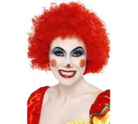 Red Clown Afro Wig Adults Curly Comey Circus Fancy Dress Accessory